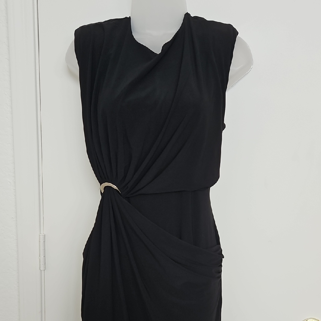 Nwt White House Black Market Asymmetrical Black Dress Sz M